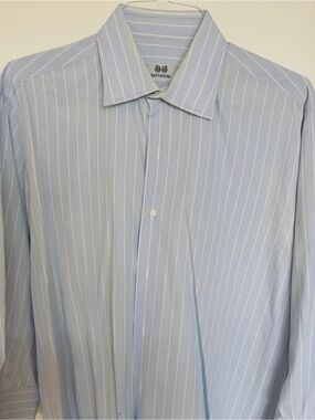 Italian Designer Light Blue Pinstripe Dress Shirt